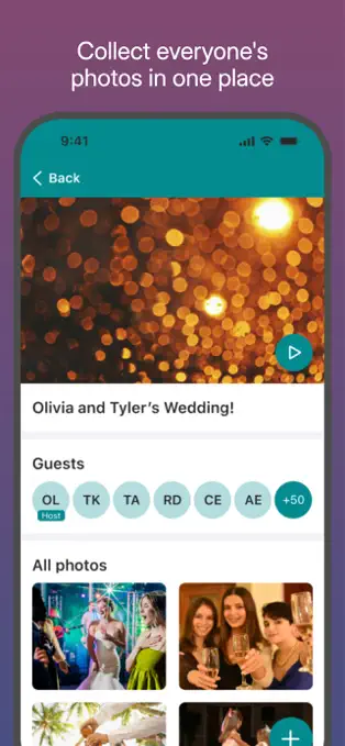Picstax event screen showing a shared wedding photo album