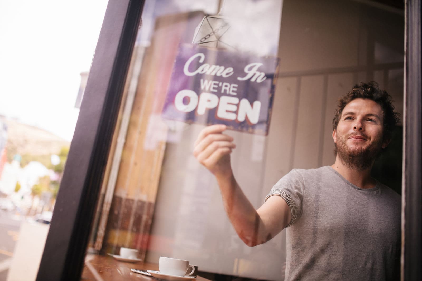 Open sign in a shop window